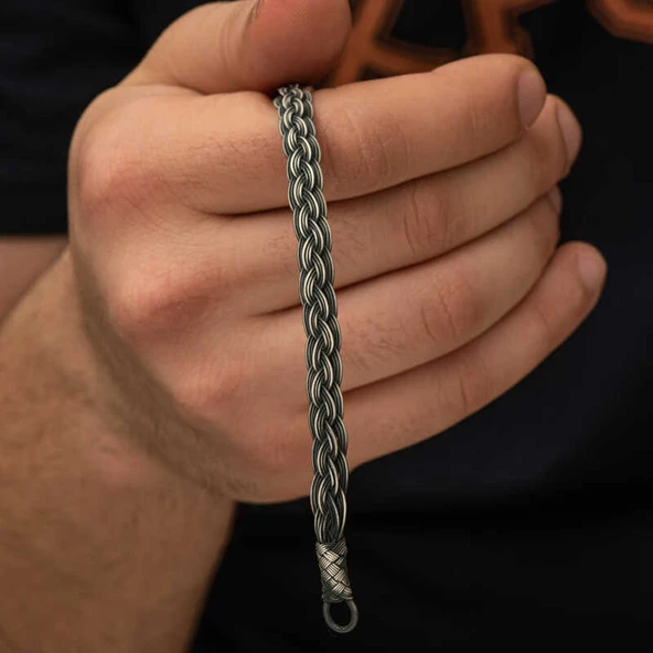 Gümüş Kazaziye Örgü Bileklik - Resim 5