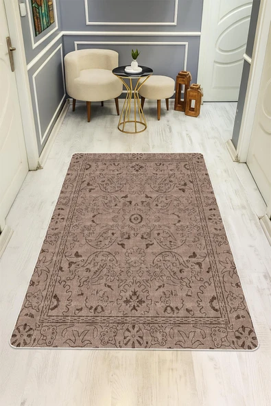 Parlak Kadife Kumaş VINTAGE Dijital Baskı Dot Kaymaz Tabanlı Halı H0833 RENKLİ 200 X 300 ürün görseli