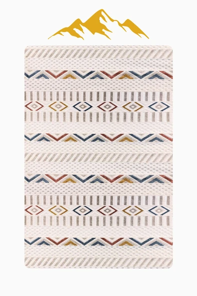 Parlak Parlak Kadife Kumaş Dijital Baskı Etnik Desenli Dot Kaymaz Tabanlı Halı Kumaş Dijital Baskı Dot Kaymaz Tabanlı Mutfak Halısı H0280 RENKLİ 120 X 180 - Resim 3