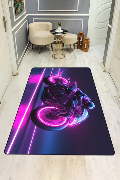 Parlak Kadife Kumaş Dijital Baskı Dot Kaymaz Tabanlı Çocuk ve Genç Odası Halısı H0666 RENKLİ 80 X 200 - Resim 2