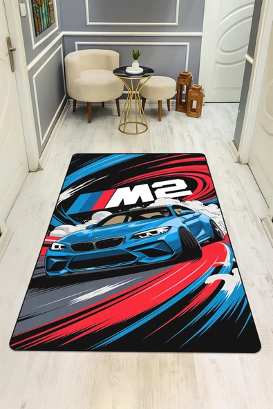 Parlak Kadife Kumaş Dijital Baskı Dot Kaymaz Tabanlı Çocuk ve Genç Odası Halısı H0672 RENKLİ 140 X 200 - Resim 2