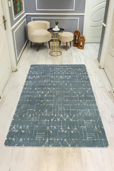 Etnik Desenli Süngerli Kaymaz Dot Taban Dijital Baskı Halı H1070 RENKLİ 80 X 200 ürün görseli