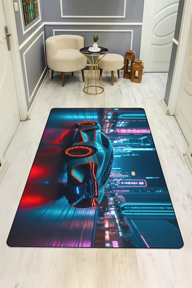 Parlak Kadife Kumaş Dijital Baskı Dot Kaymaz Tabanlı Çocuk ve Genç Odası Halısı H0674 RENKLİ 180 X 280 - Resim 2