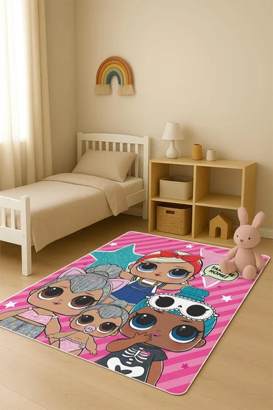 Parlak Kadife Kumaş Dijital Baskı Dot Kaymaz Tabanlı Çocuk ve Genç Odası Halısı H0606 RENKLİ 100 X 300 ürün görseli