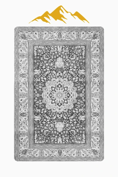 Parlak Kadife Kumaş Dijital Baskı Klasik Desenli Dot Kaymaz Tabanlı Halı H0828 RENKLİ 100 X 300 - Resim 3