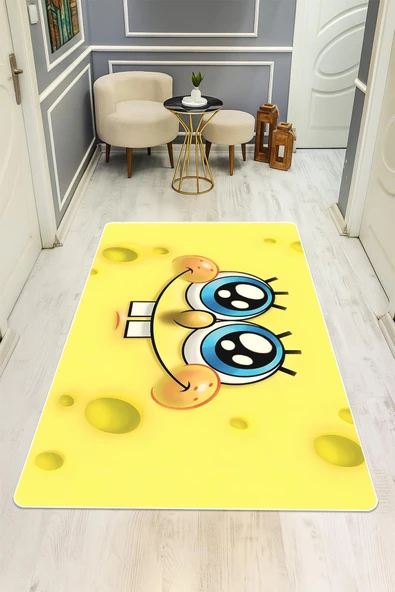 Parlak Kadife Kumaş Dijital Baskı Dot Kaymaz Tabanlı Çocuk ve Genç Odası Halısı H0468 RENKLİ 160 X 230 - Resim 2