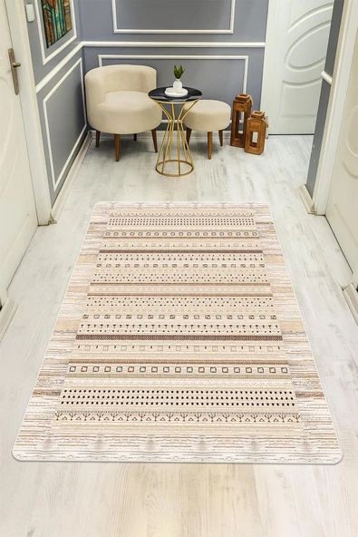 Etnik Desenli Süngerli Kaymaz Dot Taban Dijital Baskı Halı H1069 RENKLİ 100 X 200 ürün görseli