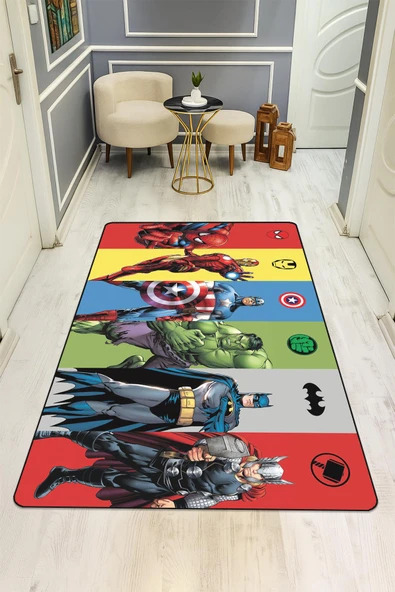 Parlak Kadife Kumaş Dijital Baskı Dot Kaymaz Tabanlı Çocuk ve Genç Odası Halısı H0560 RENKLİ 80 X 150 - Resim 2