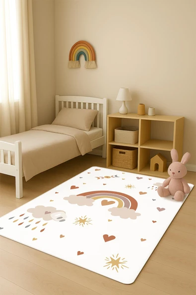 Parlak Kadife Kumaş Dijital Baskı Dot Kaymaz Tabanlı Çocuk ve Genç Odası Halısı H0778 RENKLİ 160 X 230 ürün görseli