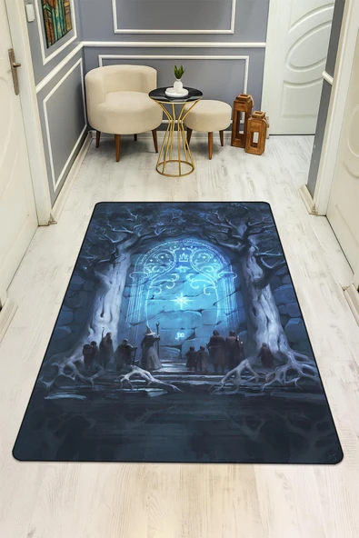 Parlak Kadife Kumaş Dijital Baskı Dot Kaymaz Tabanlı Çocuk ve Genç Odası Halısı H0537 RENKLİ 120 X 180 - Resim 2