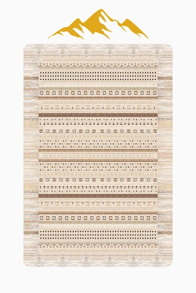 Etnik Desenli Süngerli Kaymaz Dot Taban Dijital Baskı Halı H1069 RENKLİ 100 X 300 - Resim 3