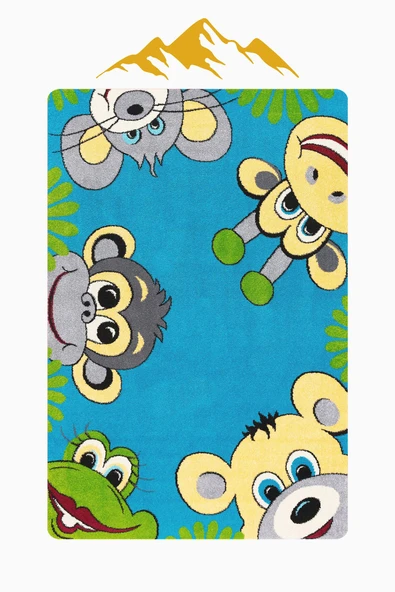 Parlak Kadife Kumaş Dijital Baskı Dot Kaymaz Tabanlı Çocuk ve Genç Odası Halısı H1134 RENKLİ 120 X 180 - Resim 3