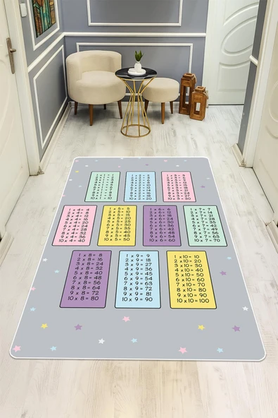 Parlak Kadife Kumaş Dijital Baskı Dot Kaymaz Tabanlı Çocuk ve Genç Odası Halısı H0720 RENKLİ 80 X 300 - Resim 2