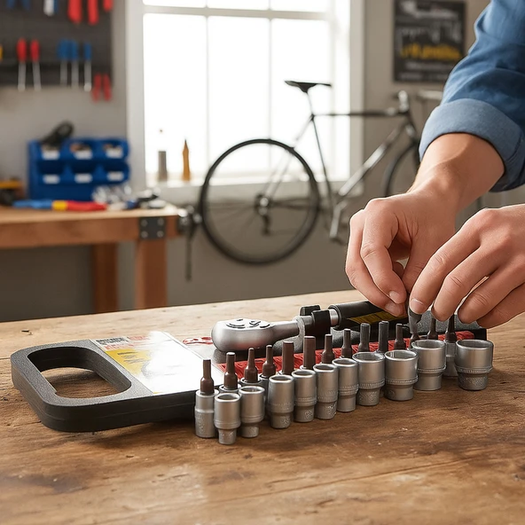 Profesyonel 1/4'' 6 Köşe 27 Parça Lokma Anahtar Seti Kompakt Dayanıklı Taşınabilir Alet Seti - Resim 4