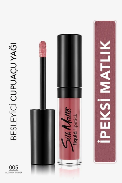 FLORMAR Kadife Dokulu Likit Mat Ruj - Silk Matte Liquid Lipstick - 005 AUTUMN TIMBER - 8690604397341 ürün görseli