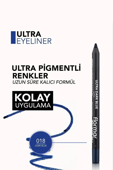 FLORMAR Koyu Mavi Eyeliner - Ultra Eyeliner 01 8690604547227 - Resim 5
