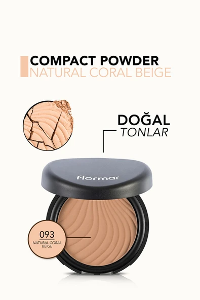 FLORMAR İnce Dokulu Doğal Mat Görünüm Veren Kapatıcı Kompakt Pudra - Compact Powder - 093 - 8690604400935 - Resim 5