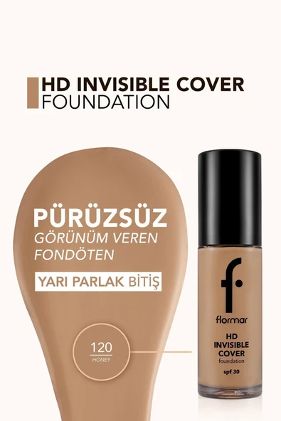 FLORMAR Fondöten Invisible Cover Hd Foundation No: 110 - Resim 5