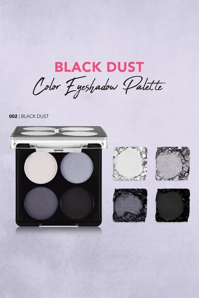 FLORMAR Mat & Işıltılı Far Paleti - Color Eyeshadow Palette - 002 Black Dust- 8682536051163 - Resim 5