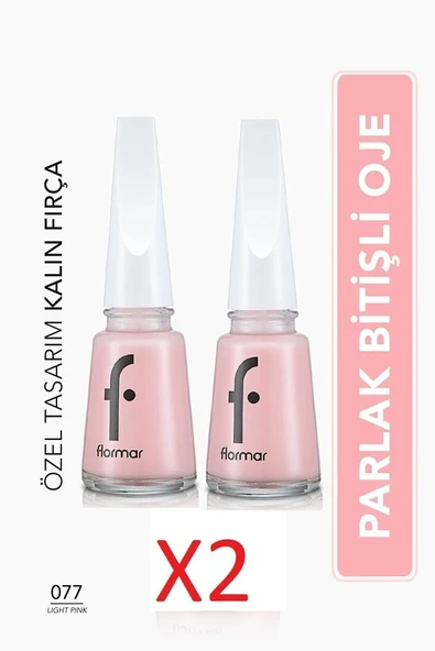 FLORMAR Klasik Parlak Bitişli Yüksek Pigmentli Oje-nail Enamel- 077 Lıght Pınk New X2 Adet ürün görseli 1