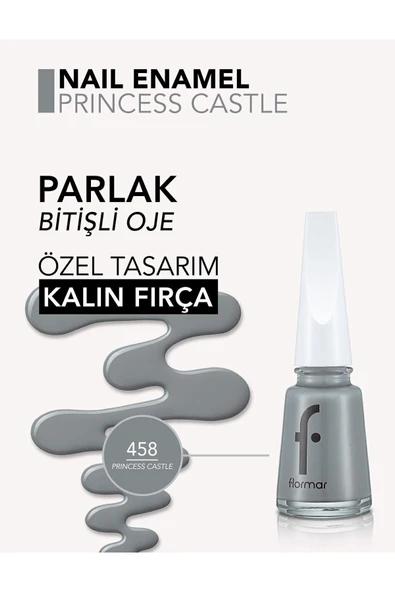 FLORMAR Klasik Parlak Bitişli Yüksek Pigmentli Oje -nail Enamel- 458 Prıncess Castle New- 8682536036177 - Resim 4