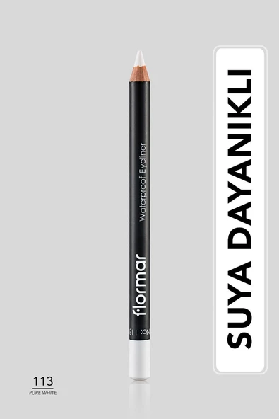 FLORMAR Suya Dayanıklı Mat Göz Kalemi (BEYAZ) - Waterproof Eyeliner - 113 Pure White - 8690604109135 ürün görseli
