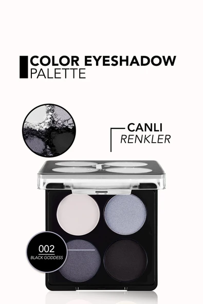 FLORMAR Mat & Işıltılı Far Paleti - Color Eyeshadow Palette - 002 Black Dust- 8682536051163 - Resim 6
