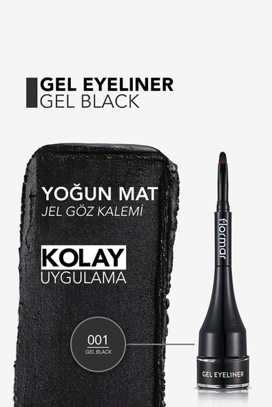 FLORMAR Özel Fırça Başlıklı Yoğun Pigmentli Mat Jel Eyeliner-gel Eyeliner-001 Gel Black-8690604591879 - Resim 5