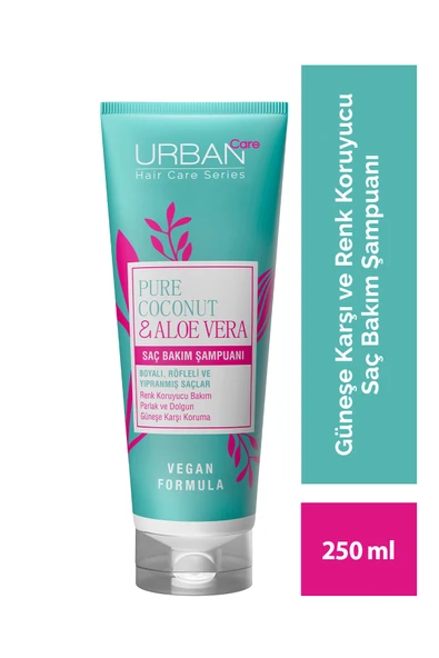 URBAN CARE Pure Coconut & Aloe Vera Boyalı Saçlara Özel Renk Koruyucu Şampuan-250ml-vegan ürün görseli 1