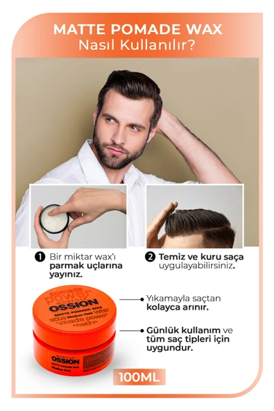OSSİON Wax 100 Ml Matte Pomade - Resim 3