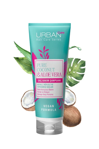 URBAN CARE Pure Coconut & Aloe Vera Boyalı Saçlara Özel Renk Koruyucu Şampuan-250ml-vegan - Resim 3