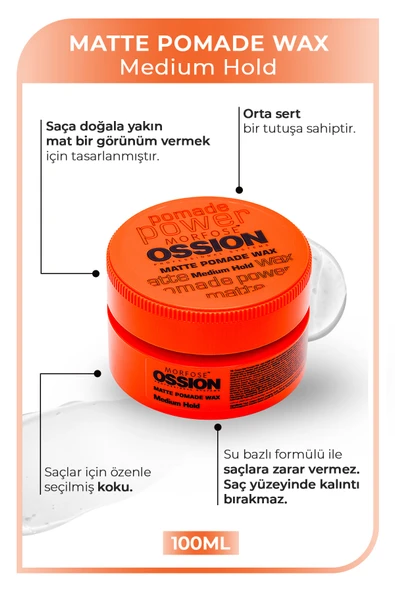 OSSİON Wax 100 Ml Matte Pomade - Resim 2