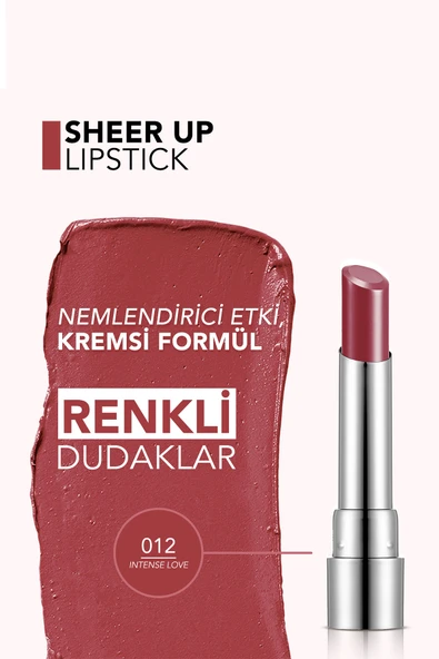 FLORMAR Nemlendirici Parlak Ruj (Mor-Kahve) - Sheer Up Sls. - 012 Intense Love - 8682536012102 - Resim 4