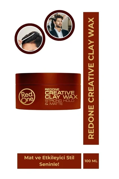 Red One Creative Clay Hair Wax Mat Görünüm Güçlü Tutuş Muhteşem Stiller 100 ml - Resim 4