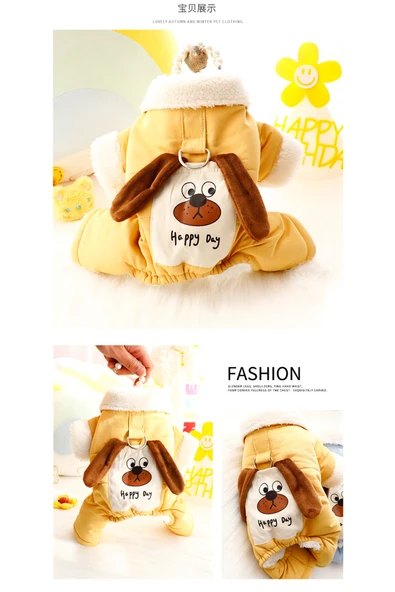 CAZEO Köpek Sonbahar Kış Tulum – Sarı – M Beden - Resim 2