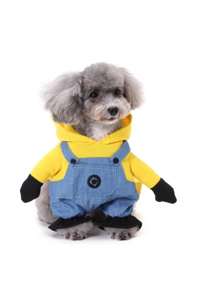 CAZEO Köpek Kıyafeti Minions Temalı - Kapüşonlu Tulum - Sarı - M beden ürün görseli