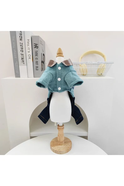 CAZEO Köpek Sonbahar Kış Kot Pantolonlu Tulum – Mavi – S Beden ürün görseli