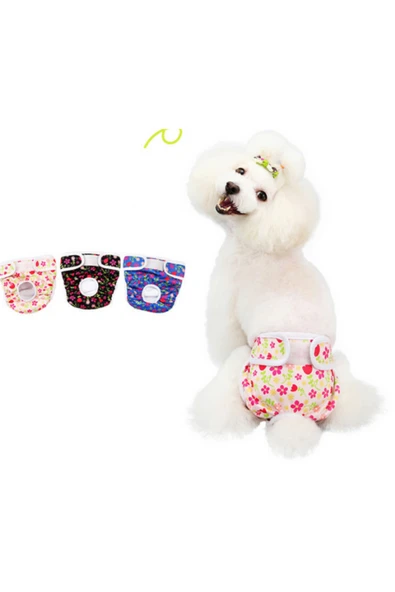 CAZEO Köpek Regl Külotu – Yıkanabilir - Sızdırmaz - Çiçek Desenli - Hijyenik ve Rahat - Resim 2