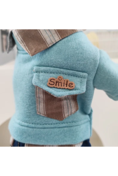 CAZEO Köpek Sonbahar Kış Kot Pantolonlu Tulum – Mavi – S Beden - Resim 4