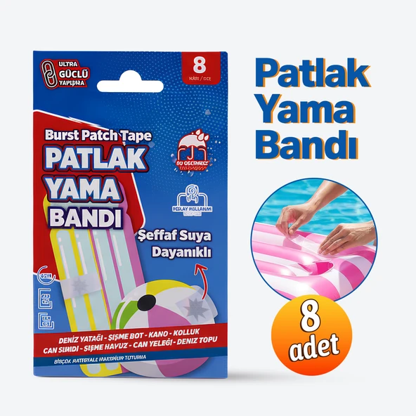 Patlak Yama Bandı Deniz Yatağı Deniz Topu Şişme Havuz Tamir Bandı Suya Dayanıklı 8 Adet - Resim 3