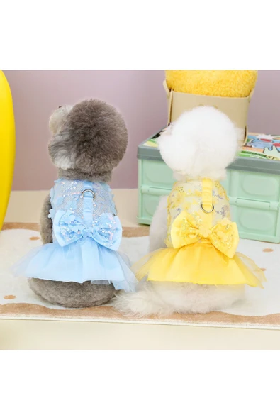 CAZEO Köpek Elbisesi - Pul İşlemeli - Tül Etekli - Resim 2