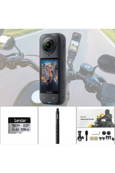 Insta360 X5 Motorcycle Bundle (Görünmez Çubuk, 128GB Hafıza Kartı Dahil) ürün görseli
