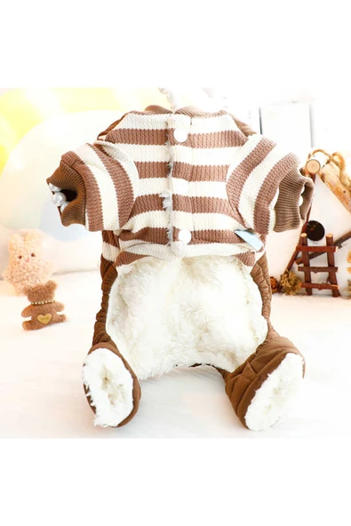 CAZEO Köpek Sonbahar Kış Tulum – Kahverengi – L Beden - Resim 3