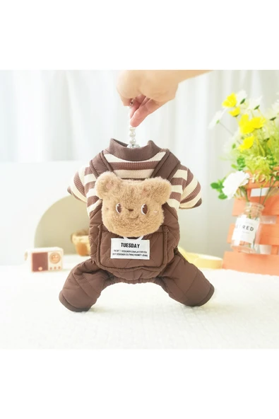 CAZEO Köpek Sonbahar Kış Tulum – Kahverengi – L Beden - Resim 4