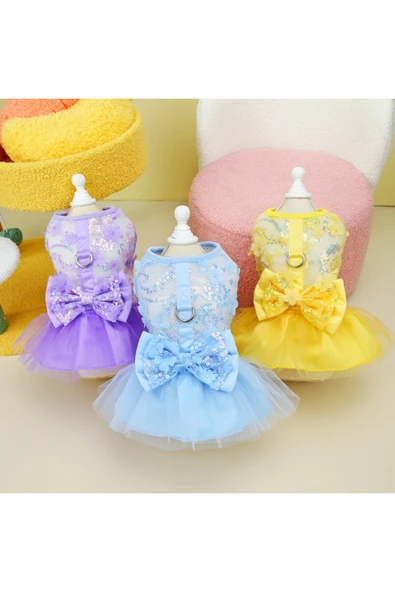 CAZEO Köpek Elbisesi - Pul İşlemeli - Tül Etekli - Resim 4