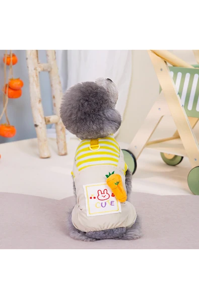 CAZEO Köpek Tulum - Havuç Desenli – Çizgili Tişört Görünümlü ürün görseli