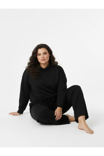 Bravie Düz Paça Büyük Beden Eşofman Altı Siyah 2016 - 6