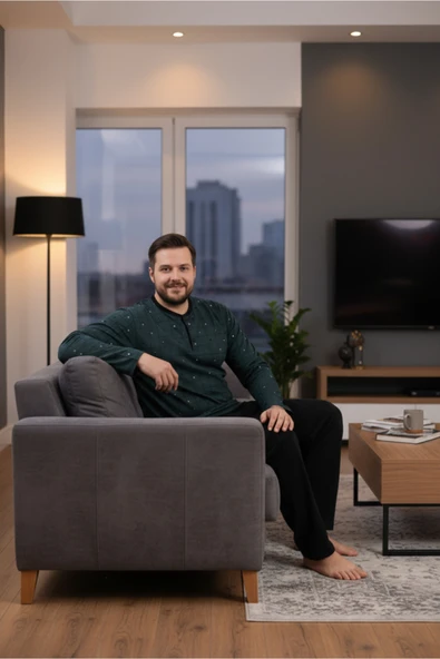 Bravie Erkek Büyük Beden Pijama Takımı 9753 Yeşil - 4