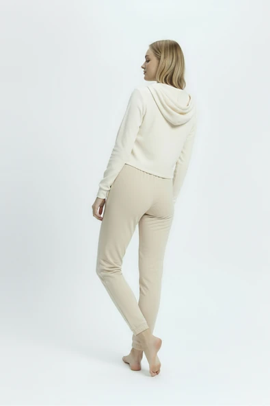 Bravie Jogger Paça Eşofman Altı Bej 3013 - 4