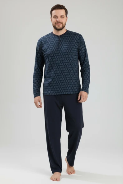 Bravie Erkek Büyük Beden Pijama Takımı 9751 Lacivert - 4